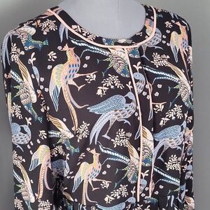 Ann Taylor LOFT Bird Print Long Sleeve Dress